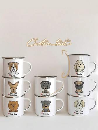 1個 名入れ ホワイトエナメルマグ、犬の種類と名前をカスタマイズしたエナメルマグ、彼/彼女への完璧なギフト、アイスコーヒーマグ、キャンプマグ、特別な機会のためのユニークなギフト、名入れフォトコーヒーマグ、カスタムキャンプマグ、クリスマスギフト、名入れ記念日フォトマグ、家族、友人への完璧なギフト、愛犬家へのギフト