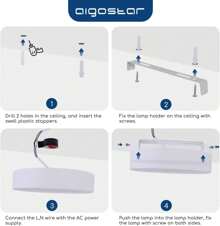 Aigostar Lampara de Techo LED 24W Ø289mm Plafon LED Techo 2700LM Luz blanco fria 6500K para Sala de Estar,Dormitorio,Cocina ,Pasillo,Balcón - Blanco - Ver 7