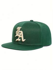 1pc Unisex Street Style Embroidered Flat-Brim Baseball Cap, 100% Polyester, Handwash, Non-Stretch, Lightweight - Adjustable Flat-Brim