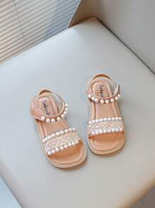 1双儿童夏季凉鞋，女童防滑休闲魔术贴平底凉鞋 - 粉色 - 查看 4