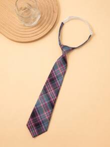 1pc 33cm Checkered Pre-Tied Tie For Teenagers & Children,  Student Necktie With Accessory For Festive Occasions, Performances, Suits & Dress Shirts