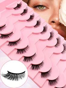 10 Pairs Half Lashes Natural Look Wispy Fluffy Cat Eye Look Natural Short Accent Lashes End Lashes Corner Eyelashes 3/4 Lashes Reusable Lashes Pack