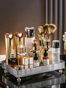 1 件优质化妆品收纳盒 - 时尚桌面支架，用于香水、化妆品和戒指展示 - 节省空间的浴室配件，优雅的家居装饰