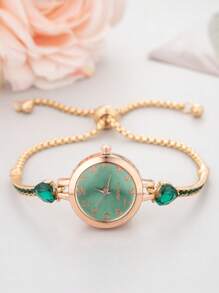 Relógio Pulseira Feminino de Moda Casual 2025 Nova Coleção, Mostrador Redondo Pequeno Fofo com Cristal Diamante, Pulseira de Cristal de Luxo Estilo Love, Relógio de Quartzo de Liga como Presente