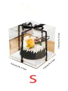 1件生日蛋糕盒透明蛋糕盒烘焙包装盒蛋糕盒/不含丝带（使用前请撕掉保护膜）