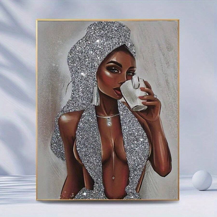 1pc 30x40cm DIY 5D Diamond Painting Kit - Elegant Woman With Glamorous Attire, Full Drill Round Acrylic Diamonds, Frameless Mosaic Art Embroidery Cross Stitch For Sophisticated Wall Decor, New Diamond Painting Kits
