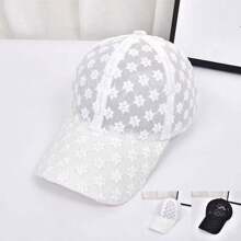 1pc Stylish Lace Breathable Baseball Cap - White - View 1