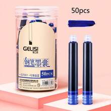 50 Uds. Pluma estilográfica Universal negra y azul, tinta de gran capacidad para practicar caligrafía, bolsa borrable para escritura de estudiantes, papelería de oficina B8LL - Negro - Ver 9