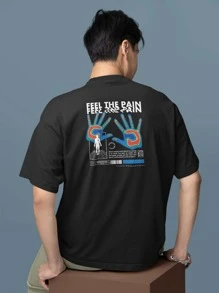 Men's Unisex 100% Cotton Crew Neck T-Shirt Streetwear Street Style Casual Printed Tops - 黑色 - 查看 1