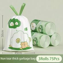 Bolsas de basura con cordón lindo, a prueba de rasgaduras, gruesas y extra gruesas para uso doméstico, sala de estar y cocina, bolsas de limpieza grandes