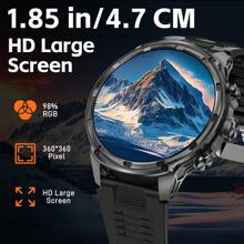 CyberDyer Relógio inteligente (atender/fazer chamada) Relógio inteligente robusto HD de 1,85" com lanterna LED Bateria de 710 mAh Mais de 100 modos esportivos Rastreador de condicionamento físico Monitor de frequência cardíaca e sono Smartwatch para iOS Android para mulheres e homens