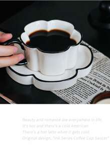 1 件奢华花瓣形咖啡杯碟，陶瓷茶杯和餐具套装，适合下午茶、甜点和礼物、早餐、茶会、居家、花园、餐厅、夏季和冬季 - 彩色 - 查看 3