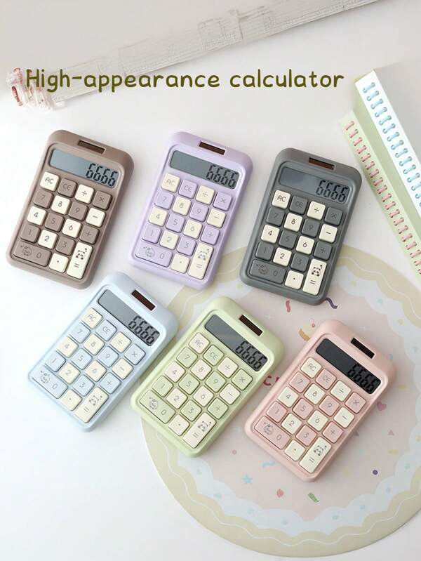 1pc Stylish Goddess-Inspired Dopamine Calculator, 8-Digit Dual Power Display, Soft Buttons, Powered By 1 AA Battery + Solar, Suitable For Portable Financial/Accounting Use,School Supplies,Back To School