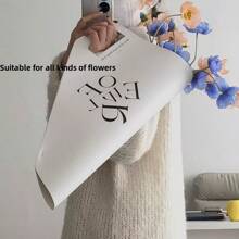 1pc Elegant Floral Bouquet Wrapping Paper, Minimalist Solid Color Large Bouquet Packaging Bag, Rose/Tulip/Carnation Handbag