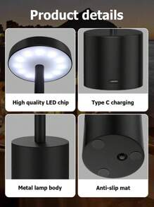 1 pieza Lámpara de escritorio LED regulable con control táctil moderno de metal, luz de ambiente inalámbrica y portátil, iluminación decorativa de sobremesa, mesilla de noche, bar, 3 modos de color, decoración del hogar para sala de estar y dormitorio