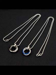 1pc 70cm Titanium Steel Unisex Crystal Decor Sweater Chain Necklace