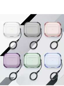 1 Piece Of Multi-Hued Translucent + Circular Loop Drop-Resistant Earphone Cup Sleeve Compatible With 1/2/3/4/Pro/Pro 2nd Generation Wireless Earphone Protective Enclosure