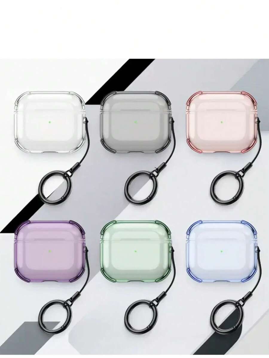 1 Piece Of Multi-Hued Translucent + Circular Loop Drop-Resistant Earphone Cup Sleeve Compatible With 1/2/3/4/Pro/Pro 2nd Generation Wireless Earphone Protective Enclosure
