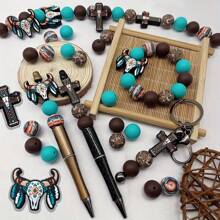 25/40/60pcs Royal Highland Cow Silicone Bead Kit, Suitable For DIY Crafts, Bracelets, Keychains And Jewelry Making - Silicone Material, Assorted Shapes And Sizes, Fashionable Animal Designs, Versatile Craft Kit - Retro Bull Head Set - View 6