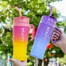 40.58oz/1200ml Large Size Plastic Insulated Cup With Straw - Lightweight, Hand Wash Only - Perfect Choice For Kitchen & Dining Sports Bottle, Water Bottle For Outdoor - Multicolor - View 9