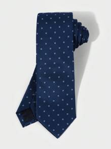 1 pieza Corbata formal para hombre de 7 cm (2,75 pulgadas) con estampado floral azul de lunares, para boda y negocios, de poliéster jacquard de alta calidad, corbata casual de poliéster, para todas las estaciones