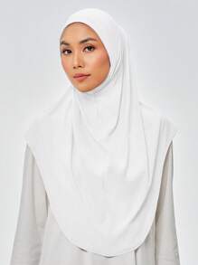 1pc Women's Instant Hijab, Convenient Chin Cover Hijab, Solid Color Fashion Hijab, Suitable For Ramadan And Daily Wear For Dress - Chin-covered Turban Hat - View 6