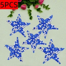 5pcs 4cm Shiny Star-Shaped Rhinestone Colorful Pentagram Diamond Stickers, Hot-Melt Resin Rhinestone Pattern Patches, DIY Shoes Bags Clothes Hot-Stamping Decorative Stickers - Silver - View 18