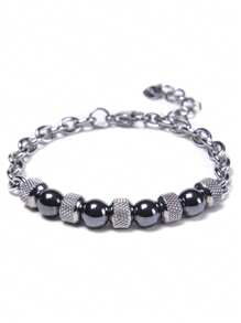 1 pieza Pulsera de hombre con cuentas de ojo de tigre, de estilo fashionable, versátil y minimalista, apta para uso diario