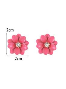 1 对时尚优雅双层金属花耳环