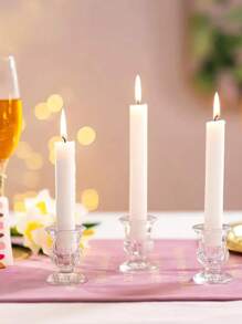 6 قطع حاملات شموع زجاجية متدرجة الشكل - مركزية مصقولة سميكة للأعراس والعشاء وديكور المنزل - ديكورات الحفلات، الشموع الصغيرة وهدايا حفلات الخطوبة والأعياد والتخرج