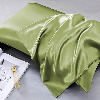 2PCS Satin Pillowcase Set For Hair And Skin, 2 Pieces Pillowcase Set, Soft And Comfortable Pillowcases With Envelope Closure