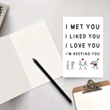 1pc Romantic Love Greeting Card | Cute Relationship Milestone Card|Anniversary & Valentine's Day Gifts|Couples Humor - Best Gift For Boyfriend