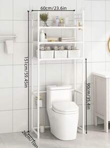 1pc Bathroom Toilet/Washing Machine Storage Shelf, Floor-To-Ceiling Detachable Upgraded Storage Shelf, Improve Bathroom/Toilet/Balcony/Laundry Room Storage Space, Maximum Load 20kg Home Bathroom Decor Bathroom Organizer Summer