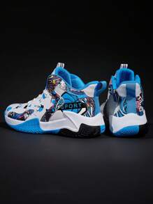 Zapatillas de baloncesto para niños, zapatillas deportivas para niños, zapatillas de baloncesto antideslizantes para adolescentes, zapatillas de senderismo resistentes al desgaste y casuales, adecuadas para todas las estaciones - Azul - Ver 4