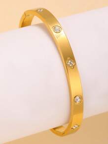 Vòng tay hoa lớn hình cỏ bốn lá sang trọng thanh lịch, vòng tay hoa 2 trong 1 bằng thép không gỉ dành cho nữ, phù hợp cho nhiều dịp và làm quà tặng cho bạn bè - Vàng - Xem 16