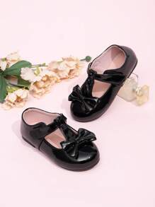 Nieuwe lentemeisjes ronde neus Mary Jane flats, prinsessenjurk schoenen geschikt voor bruiloft, optreden, feest en dagelijks gebruik, zwarte strik veelzijdige kleine meisjesschoenen, outdoor antislip casual