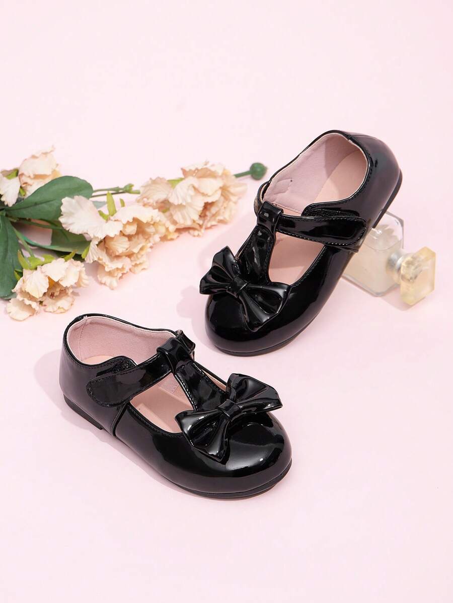 Nieuwe lentemeisjes ronde neus Mary Jane flats, prinsessenjurk schoenen geschikt voor bruiloft, optreden, feest en dagelijks gebruik, zwarte strik veelzijdige kleine meisjesschoenen, outdoor antislip casual
