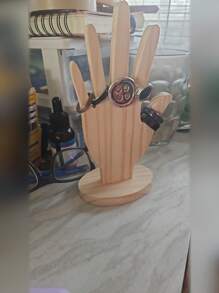 1pc Minimalist Walnut Color Wooden Jewelry Holder, Necklace Bracelet Earring Display Rack For Daily Use, Market Stall And Storage - Multicolor - View 6