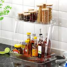 1 pieza Estante de almacenamiento transparente de cocina de 2 niveles con diseño elegante y lujoso, organizador multifuncional para cosméticos y artículos varios de baño - muchos - Ver 1