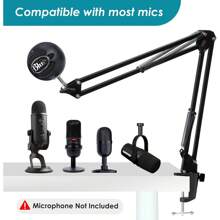 HyperX QuadCast Boom Arm Mic Stand - Boom Mic Arm Desktop Microphone Arm For Blue Y, Snowball, Razer Mic, FIFINE, SM7B And Most Microphone By YOUSHARES - Black Arm - View 3