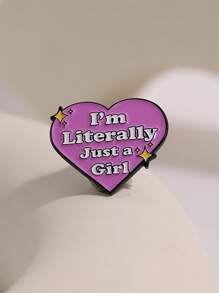1pc "I'm Literally Just A Girl" Pink Heart Brooch, Fashion Accessory For Clothes & Bag, Gift For Friends - Pink - View 6