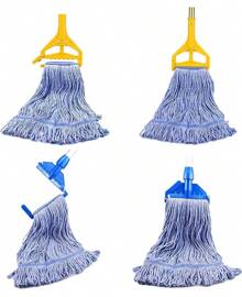 String Mop Heads Heavy Duty Commercial Grade Blue Cotton Looped End Wet Industrial Cleaning Mop Refills (1, Medium) - 4 Pieces Pack - View 6