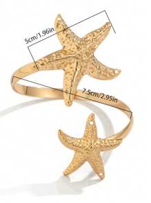 1pc Minimalist Golden Starfish Bracelet Cuff Body Jewelry For Women, Suitable For Daily Wear And Beach Holiday - Multicolor - View 5