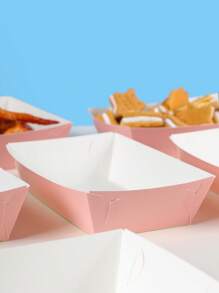 10/24 cajas de alimentos de color rosa claro, cajas para patatas fritas, cajas para palomitas de maíz, cajas para aperitivos para decoración de fiestas de cumpleaños y noches de cine familiar, adecuadas para loncheras, pastelerías y restaurantes de hamburguesas - Rosa Pálido - Ver 5