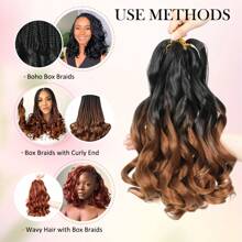 Ginger French Curl Braiding Hair 12 Inch 1 Pack Curly Braiding Hair Curly End Braids Crochet Hair Extensions 50g/Pack Pre Stretched Braiding Hair Bouncy Loose Wavy Synthetic Hair For Halloween - Multicolor - View 6