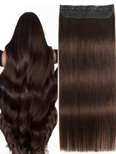 ชิ้นเดียว เส้นผมติดตรงสีน้ำตาลเข้มรูปลักษณ์ดูธรรมชาติใช้ในชีวิตประจำวัน ส่วนขยายผมมนุษย์แบบติดคลิปสีน้ำตาลเข้ม 2# สำหรับสตรี