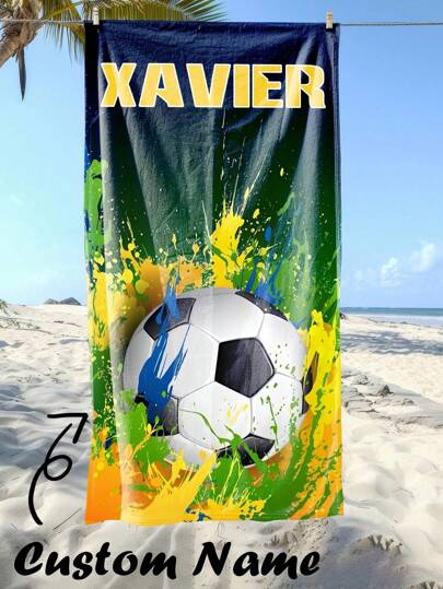 1PC Personalized Custom Beach Towel With A Cool Hand-Drawn Football-Themed Background Design. You Can Customize It With Your Name. Ideal For Use On The Beach, Beside The Pool, And During Beach Holidays. This Versatile Beach Towel Is Great For Outdoor Beach Activities And Travels, And Provides Comfort When You're Lounging, Sunbathing, Or Just Taking It Easy. It's A Unique Present For Her, Him, Mom, Dad, Girlfriend, Boyfriend.