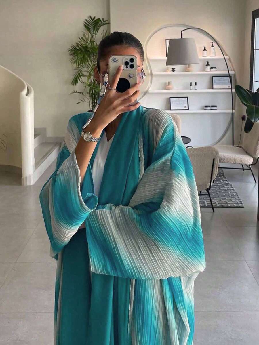 1 件扎染优雅休闲长袍，时尚长袍，适合日常穿着和聚会，朴素的长袍