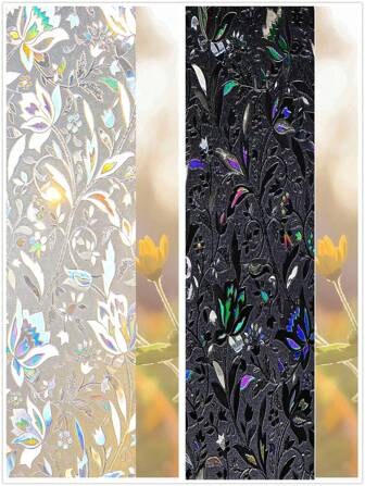 1Roll Flower Blackout Window Film, Black Out Window Film Privacy Day And Night, Blackout Window Cover UV Protection Light Blocking, Static Cling Blackout Film For Glass Window Gifts Birthday Graduation Room Decor Home Decor Wall Decor Bathroom Decor Bedroom Decor Room Decoration Stuff Living Room Decor House Decor Home Decor Living Room Wall Art Wall Paper Stickers Personalised Stickers