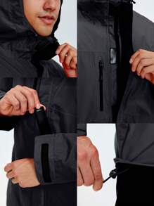 RODEEL Ensemble de veste à capuche et pantalon pour hommes, imperméable, respirant, coupe-vent et léger. Convient pour la randonnée, le cyclisme, la pêche et les activités de plein air